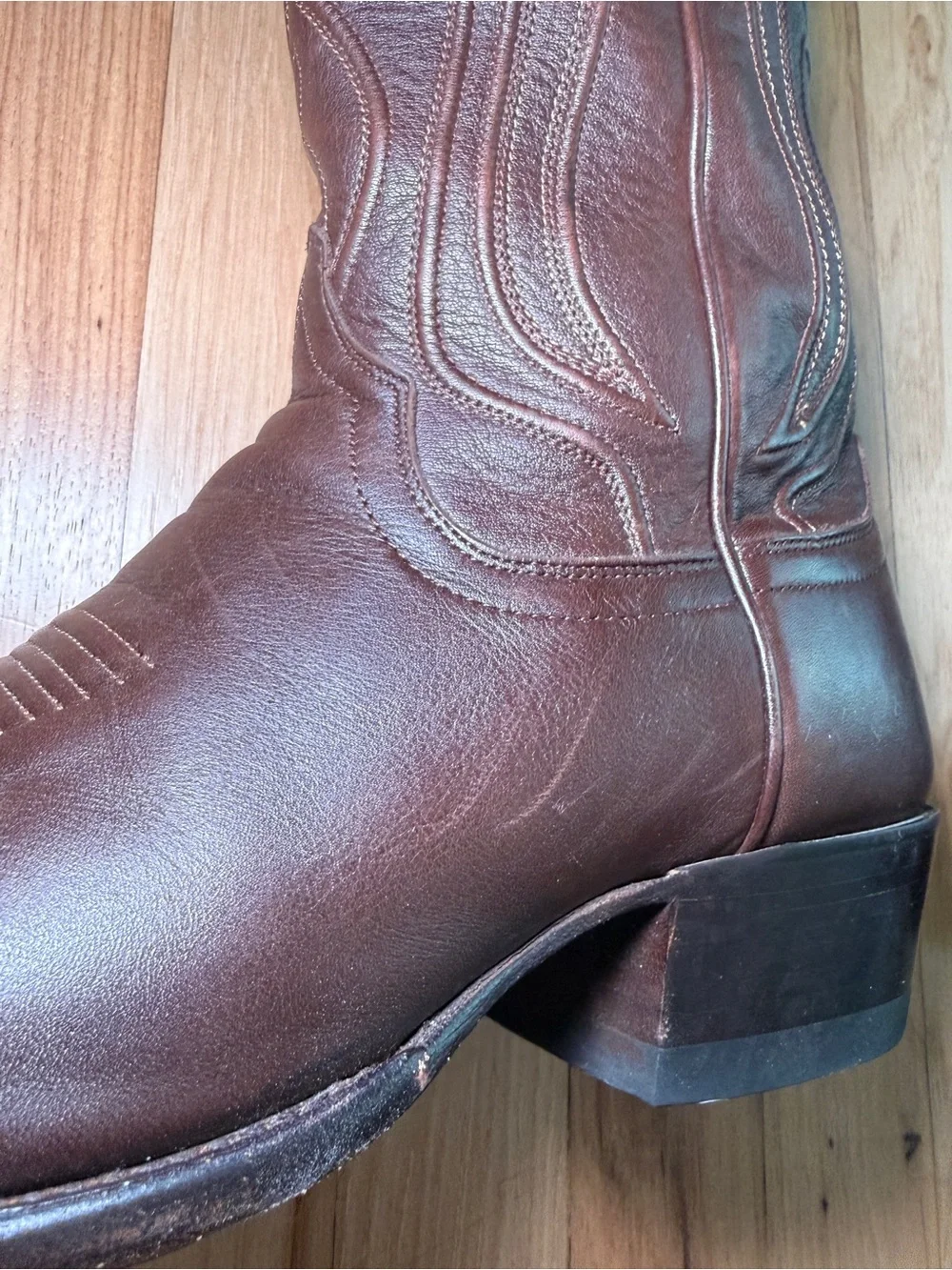 Tecovas The Cartwright Cowhide Cowboy Boots Iced Tea - Picture 13 of 13